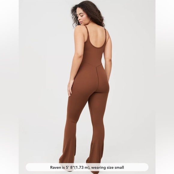 OFFLINE By Aerie Real Me XTRA Flare Jumpsuit Dark Brown Medium - Picture 2 of 9